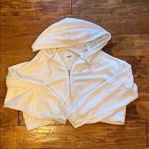Aerie White Cropped Hoodie